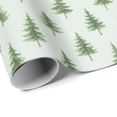 Papier Cadeau Elegant Watercolor Christmas Tree Wrapping Paper (Coin rond)