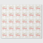 Papier Cadeau Elegant White Bow red name  Christmas  (Plat)