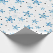Papier Cadeau Elegant White & Dark Blue Snowflake Wrapping Paper (Coin)