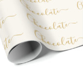 Papier Cadeau Elegant White Gold Script Chocolate Business (Coin rond)