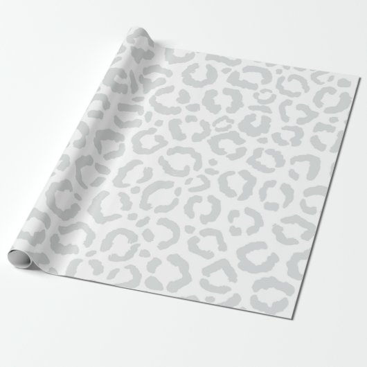 Papier Cadeau Elegant White Gray Leopard Cheetah Animal Print (Déroulé)