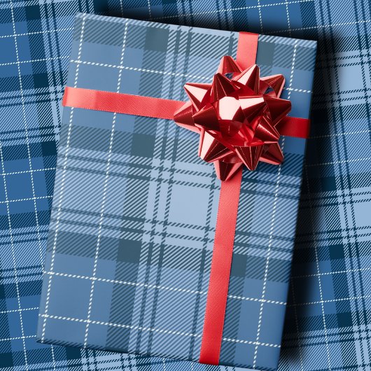 Papier Cadeau Elegant Winter Blue Tartan Plaid Gender-Neutral