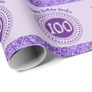 Papier Cadeau Elégante 100e anniversaire Parties scintillant vio