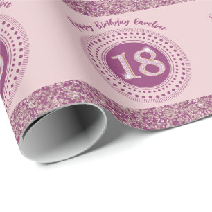 Papier Cadeau Elégante 18e anniversaire Rose Parties scintillant