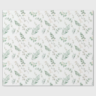 Papier Cadeau Elégante aquarelle blanche Florale Eucalyptus