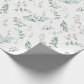 Papier Cadeau Elégante aquarelle blanche Florale Eucalyptus (Coin)