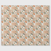 Papier Cadeau Elégante aquarelle blanche vert orange boho (Plat)