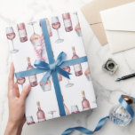 Papier Cadeau Elégante Aquarelle Bouteilles de vin Rosé Rose<br><div class="desc">Ce superbe papier d'emballage minimaliste présente un motif de bouteilles de vin et de verres à vin d'aquarelle rose. C'est l'enveloppement cadeau idéal pour les amateurs de vin,  Noël et les douches nuptiales.</div>