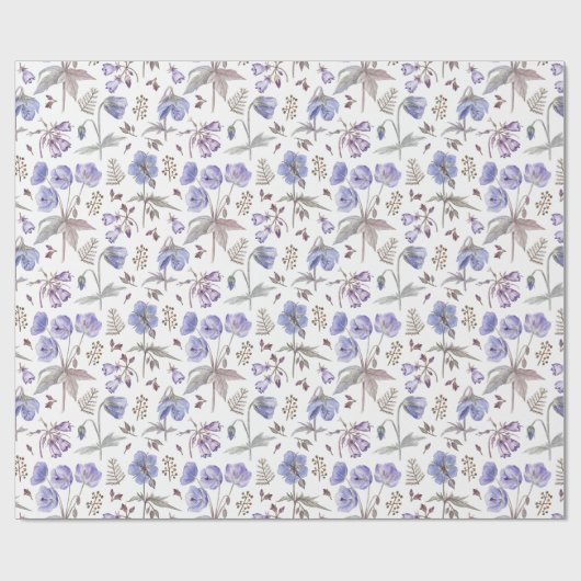 Papier Cadeau Elégante Aquarelle Design Fleur sauvage violet (Plat)