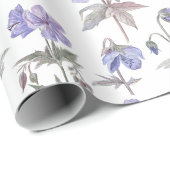 Papier Cadeau Elégante Aquarelle Design Pastel Fleurs violettes (Coin rond)