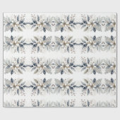 Papier Cadeau Elégante aquarelle d'hiver Fleur Noël (Plat)