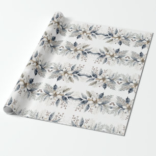 Papier Cadeau Elégante aquarelle d'hiver Fleur Noël