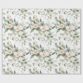 Papier Cadeau Elégante aquarelle fleurs et verdure (Plat)