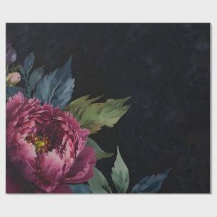 Papier Cadeau Elégante aquarelle florale rose foncé