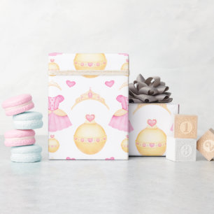 Papier Cadeau Elégante Aquarelle rose et or Princesse Tiara