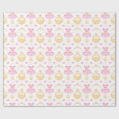 Papier Cadeau Elégante Aquarelle rose et or Princesse Tiara (Plat)