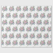 Papier Cadeau Elégante Aquarelle rose Fleurs Botaniques (Plat)