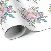 Papier Cadeau Elégante Aquarelle rose Fleurs Botaniques (Coin rond)