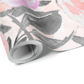 Papier Cadeau Elégante aquarelle simple florale (Coin rond)