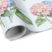 Papier Cadeau Elégante aquarelle tendance Hydrangea Floral (Coin rond)