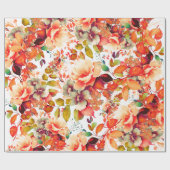 Papier Cadeau Elégante Automne Aquarelle Automne Florale Anniver (Plat)