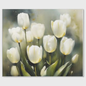 Papier Cadeau Élégante bande de tulipes blanches dans un jardin (Plat)