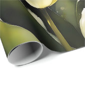 Papier Cadeau Élégante bande de tulipes blanches dans un jardin (Coin rond)