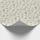 Papier Cadeau Élégante Branche d'Olivier Vert Cadeau (Coin)