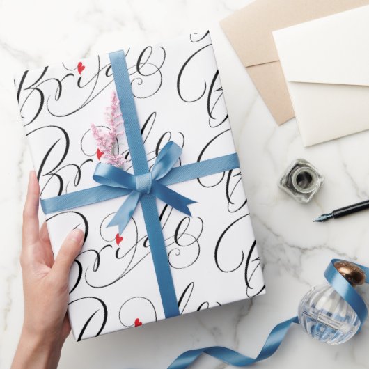 Papier Cadeau Élégante Calligraphie Mariée Fancy Script Letting (Cadeaux)