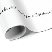 Papier Cadeau Élégante calligraphie minimaliste mariage noir bla (Coin rond)