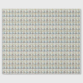 Papier Cadeau Élégante cloche de Noël Bleue (Plat)