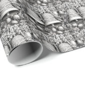 Papier Cadeau Élégante cloche de Noël en argent (Coin rond)