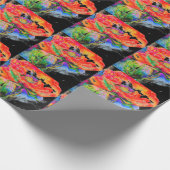 Papier Cadeau Elégante couleur abstraite rouge florale noir (Coin)