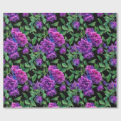 Papier Cadeau Élégante couleur magenta violet fleurs (Plat)