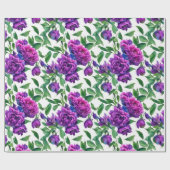 Papier Cadeau Élégante couleur magenta violet fleurs (Plat)