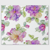 Papier Cadeau Elégante couleur rose violet aquarelle florale (Plat)