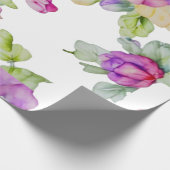 Papier Cadeau Elégante couleur rose violet aquarelle florale (Coin)