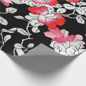 Papier Cadeau Élégante découpage rouge blanc noir floral (Coin)