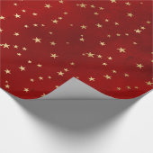 Papier Cadeau Élégante étoile rouge et or de Noël motif (Coin)