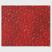 Papier Cadeau Élégante étoile rouge et or de Noël motif (Plat)