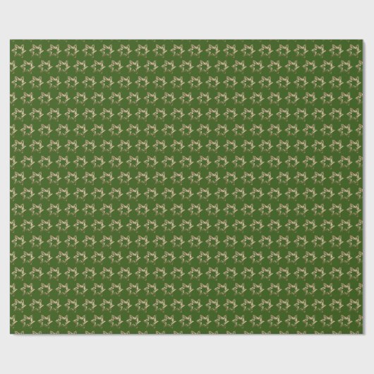 Papier Cadeau Elégante Etoiles Motif Noël Vert et Or (Plat)