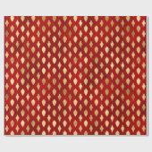 Papier Cadeau Élégante feuille d'or rouge ornements de Noël moti (Plat)