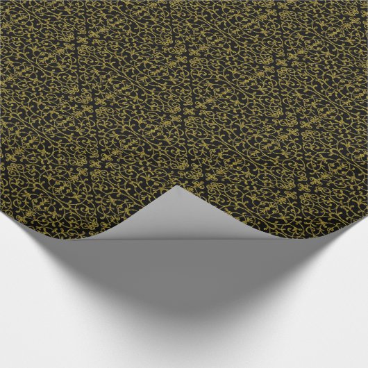 Papier Cadeau Élégante Filigree Noir & Or (Coin)