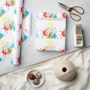 Papier Cadeau Élégante fleur de dacie moderne