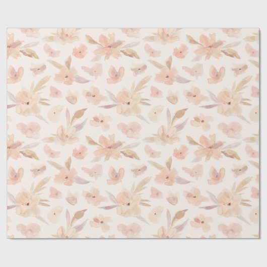 Papier Cadeau Élégante Fleur Douce Aquarelle (Plat)