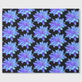 Papier Cadeau Élégante fleur florale violette bleu (Plat)