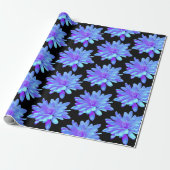 Papier Cadeau Élégante fleur florale violette bleu (Déroulé)
