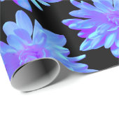 Papier Cadeau Élégante fleur florale violette bleu (Coin rond)