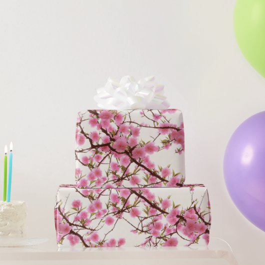 Papier Cadeau Élégante floraison de cerisier rose doux (Cadeaux de fête)