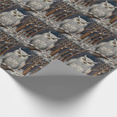 Papier Cadeau Élégante forêt d'hiver de chouette blanche boho (Coin)